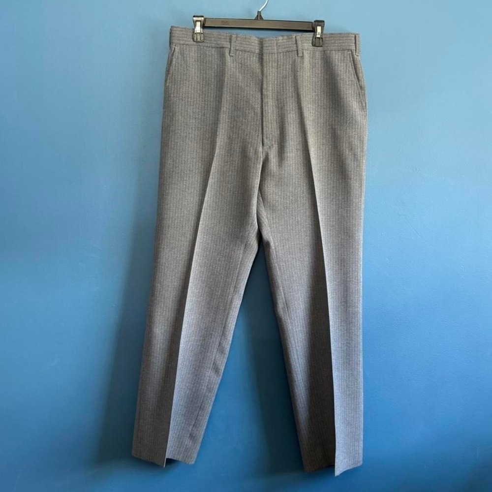 Vintage 80s Haggar Magic Stretch Trousers Men's Size 36x32 Gray Plaid Retro